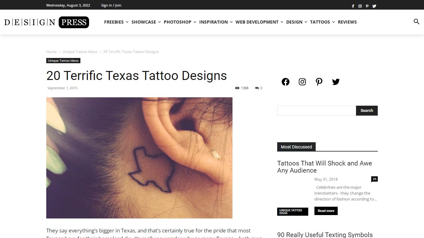 20 Terrific Texas Tattoo Designs - Design Press